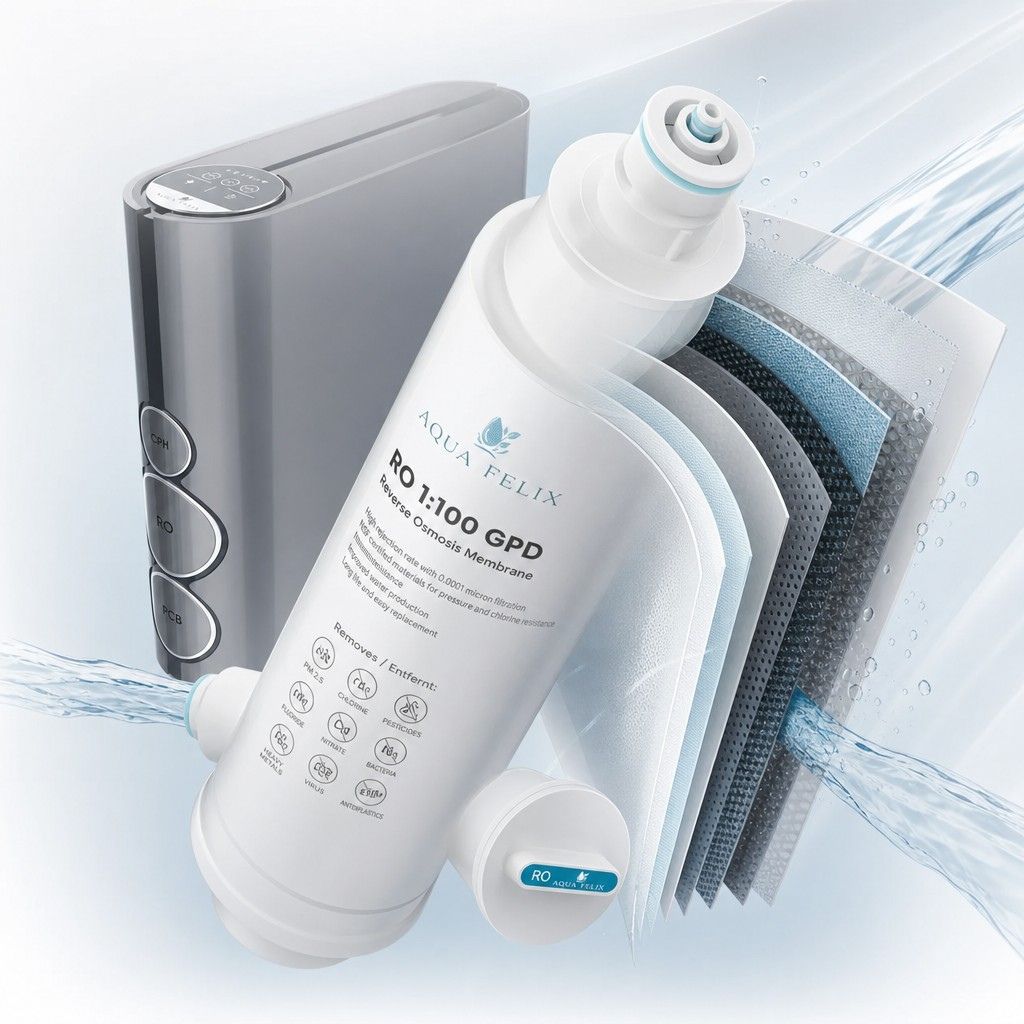 Umkehrosmose 1100 GPD Membrane filtert 99% des Schadstoffe aus dem Wasser